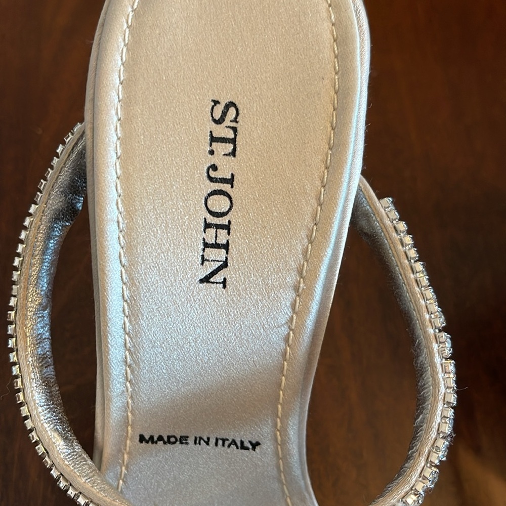 NEW ST. JOHN Couture Crystal Rhinestone Strappy Heels, sz 8B - Picture 3 of 9